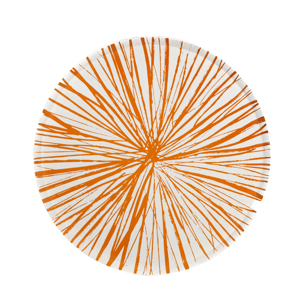 Single Radiance orange 10.5 in dinner plate with sunburst rim