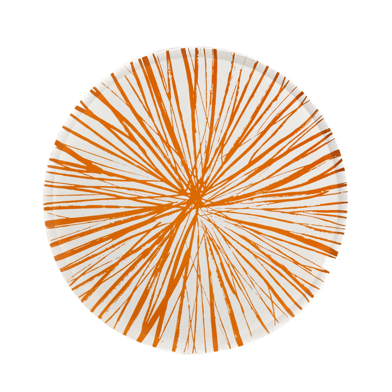 Single Radiance orange 10.5 in dinner plate with sunburst rim