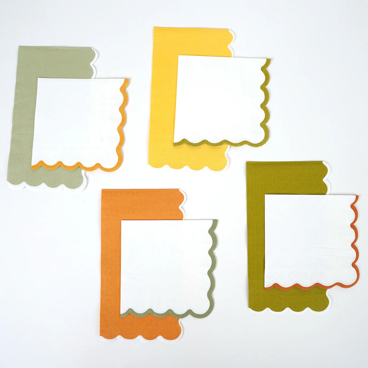 Set of four scallop Thanksgiving guest towels in harvest colors