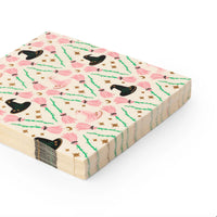 Side stack of large lunch napkins with pink and green witch hats, brooms, stars, and moons