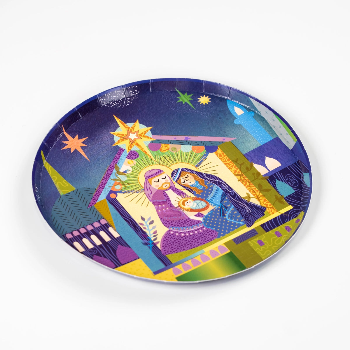 Angled plate showing Holy Family scene with radiant star