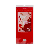 Retail packaging showing set of two Naughty or Nice felt Christmas pennant banners on wooden dowels.