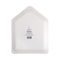 Back of No. 2 pencil shaped paper plate showing white pencil silhouette and product label