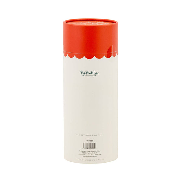 Back view of North Pole Puzzle tube showing product label and barcode