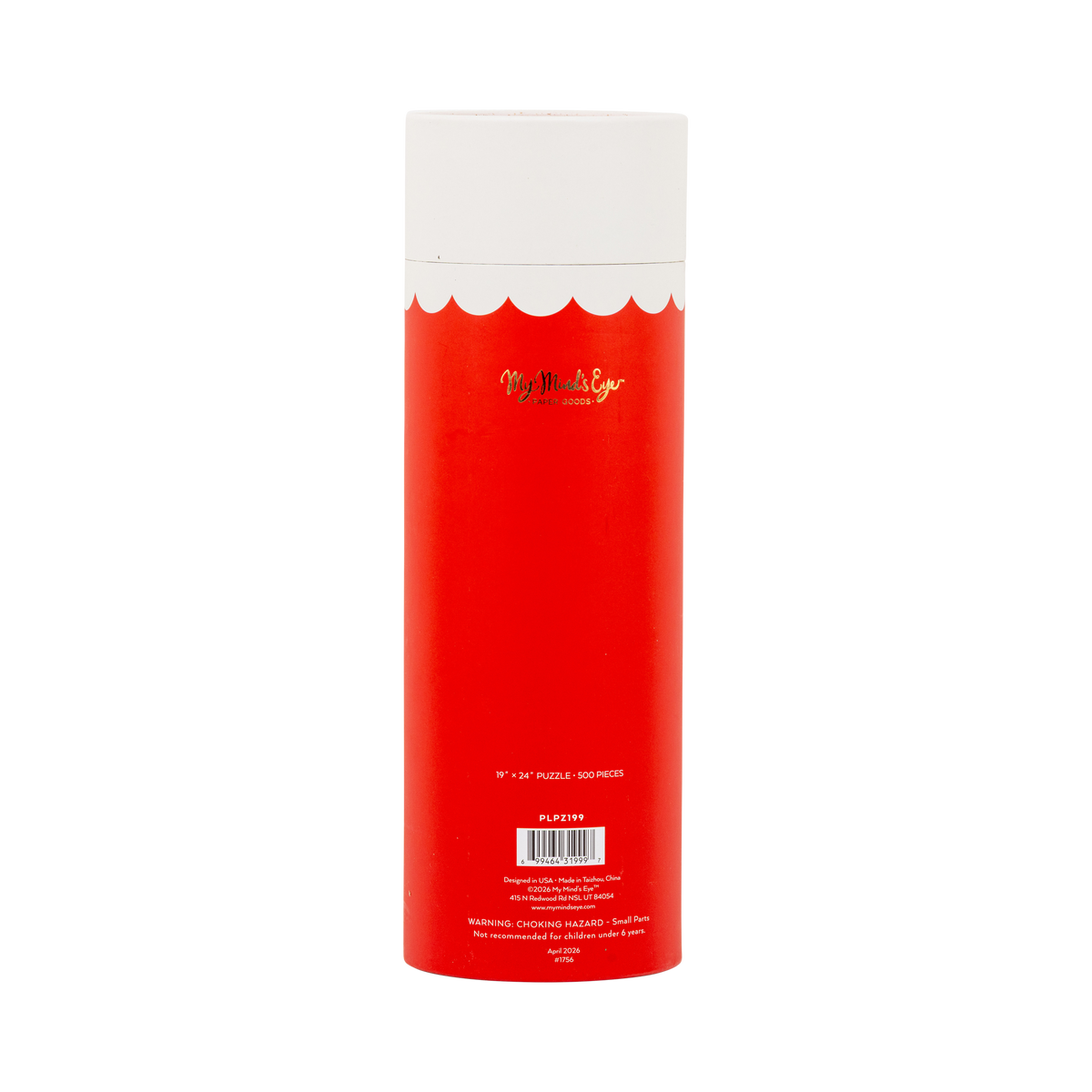 Back of the North Pole Express puzzle tube showing product details and barcode