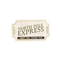 Clean product cutout of North Pole Express ticket napkin