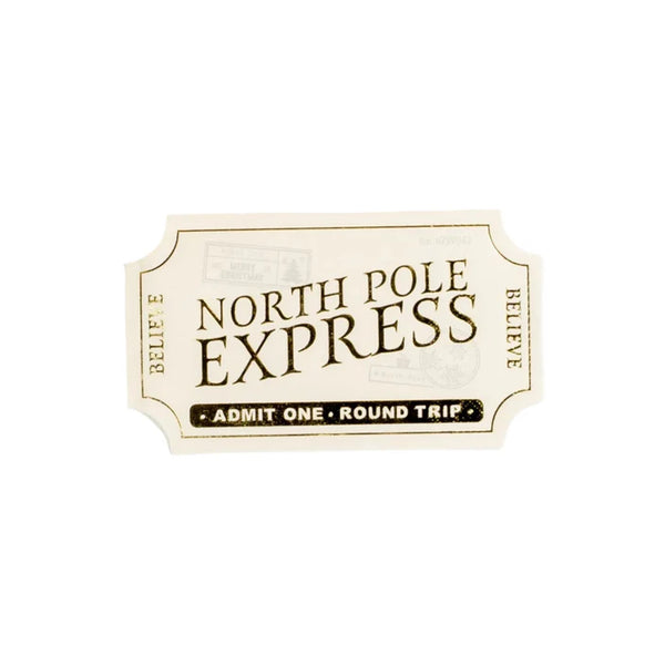 Clean product cutout of North Pole Express ticket napkin