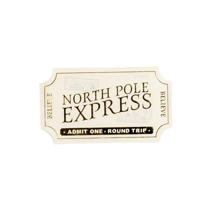 Clean product cutout of North Pole Express ticket napkin