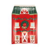 Santa’s Reindeer Barn plate with wreath and festive garlands