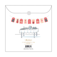 Packaging back with garland styled over buffet
