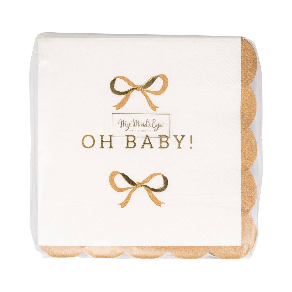 Oh Baby gold and tan cocktail napkins front packaging