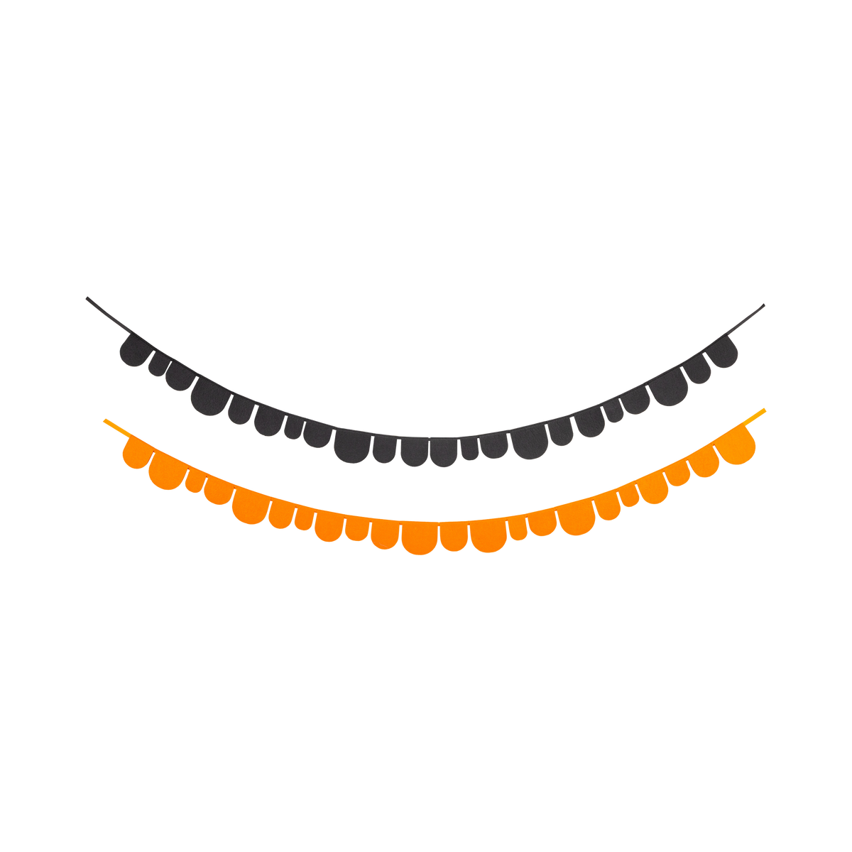 Set of two scalloped felt banners — one orange and one black — for a Halloween design