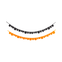 Set of two scalloped felt banners — one orange and one black — for a Halloween design