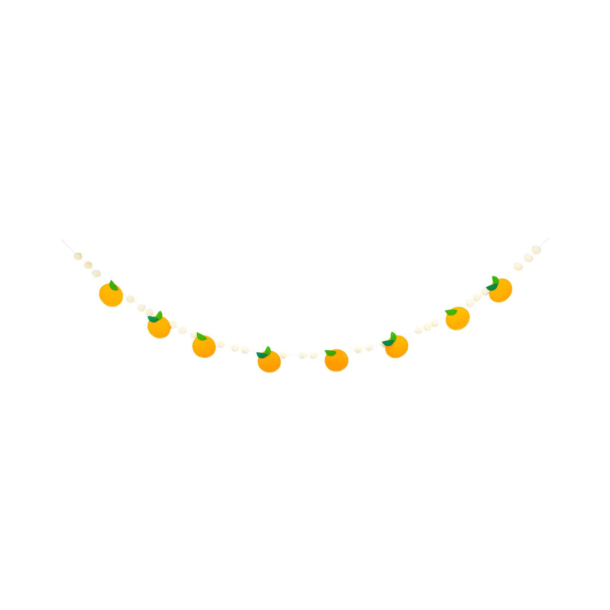 Orange felt banner with pom details and mini felt oranges.