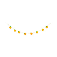 Orange felt banner with pom details and mini felt oranges.