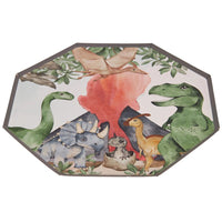 Alt Text: Overhead view of a single dinosaur jungle dessert plate