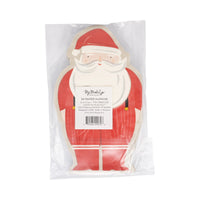 Back view of the package showing the product label and quantity of 24 Christmas dinner napkins.