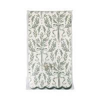 Front of the packaged set of 24 Christmas napkins displaying the repeat bough pattern.