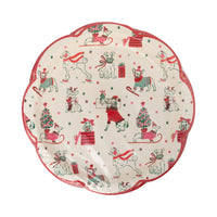 Front of the packaged set of 8 Christmas paper plates displaying the central tree artwork.
