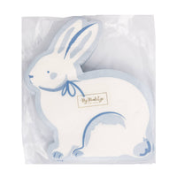 Packaged set of bunny shaped paper napkins sealed in clear wrap