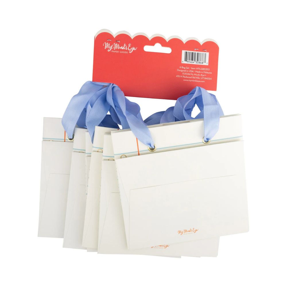 Packaged Ruled Paper Gift Bag Set with notebook paper design for back-to-school parties, classroom events, and teacher appreciation gifts.