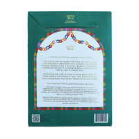 Back of the paper chain garland kit packaging showing product details and a decorative garland border.