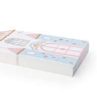 Stacked Parisian Princess castle guest towels shown at an angle