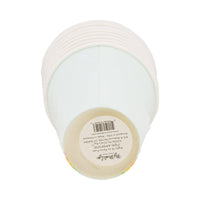 Bottom view of pastel rainbow paper party cup showing 12 ounce capacity