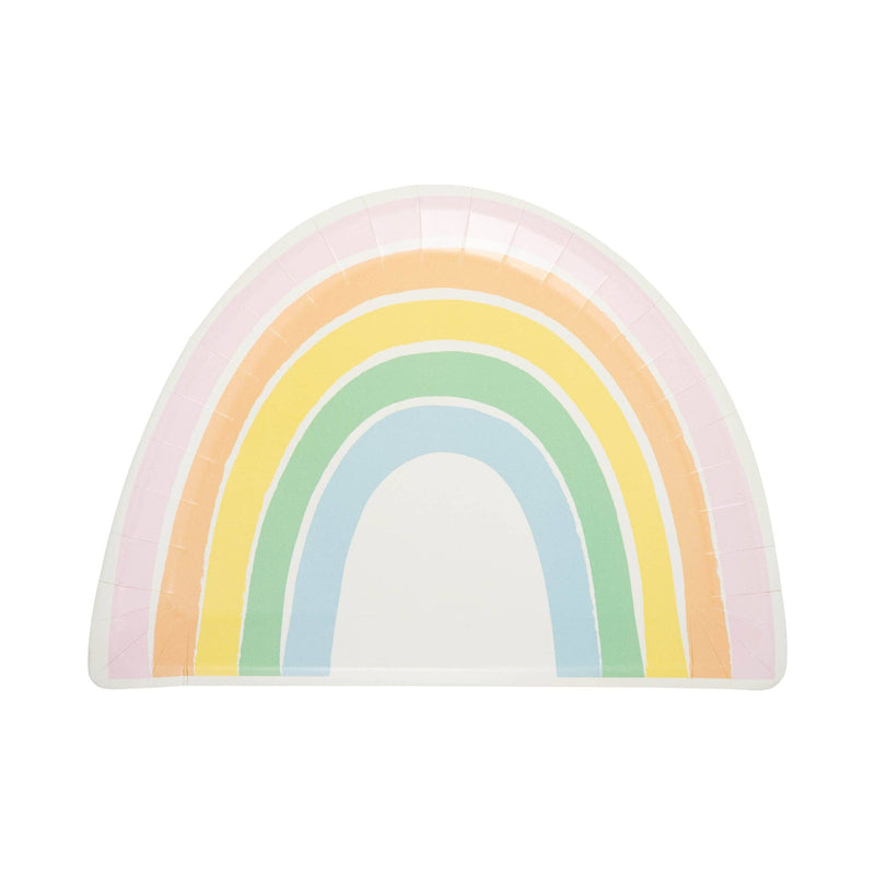 Pastel rainbow shaped paper plate with soft multicolor rainbow design for St. Patrick’s Day party