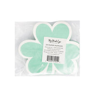 Back view of pastel shamrock cocktail napkin set showing quantity and product details