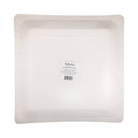 Back view of a cream square paper dinner plate showing the My Minds Eye label with product name Patriotic Border and item number USA1243, pack of 8, with barcode