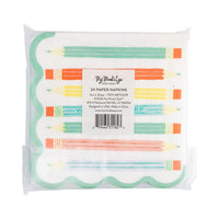 Back of pencil napkin packaging with product details.