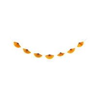Full 7-foot pencil shaving accordion banner shown on white background with 7 orange and yellow fans