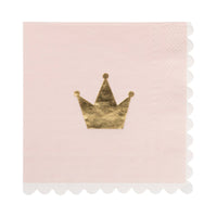 A single pink Princess Tiara Napkin showing the crown graphic and white scalloped edge.