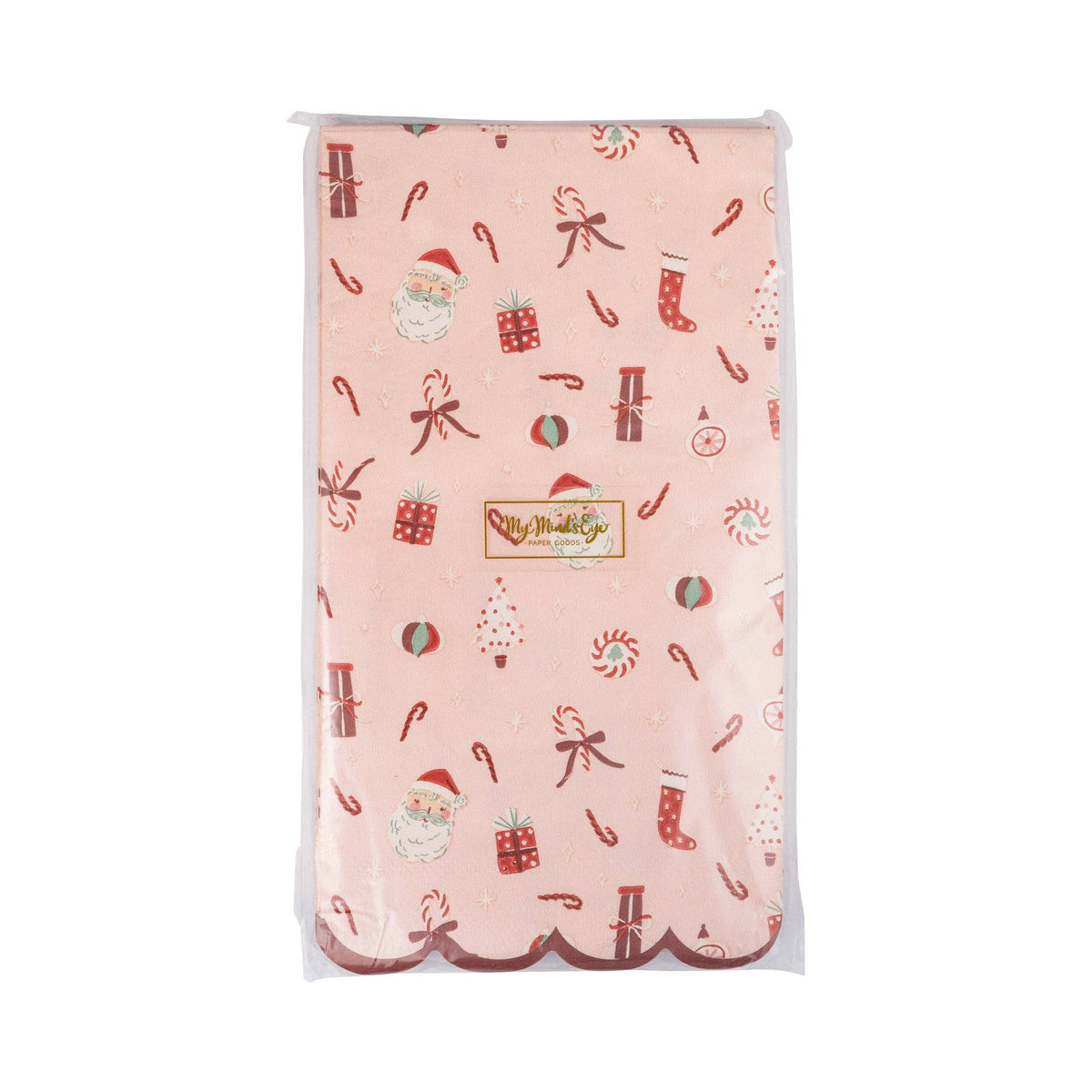 Packaged pink St. Nick dinner napkins with My Mind’s Eye label