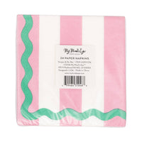 Back view of packaged striped cocktail napkins