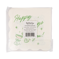 Back of the cocktail napkins packaging showing product details and barcode