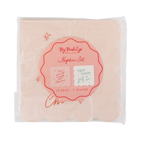 Pink and Green Christmas cocktail napkins in retail packaging with header card
