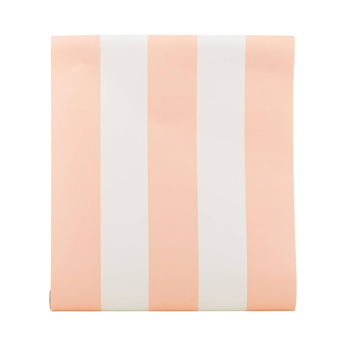 Pink and white striped paper table runner