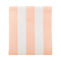 Pink and white striped paper table runner