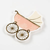 pink stroller napkin with gold foil detail stacked
