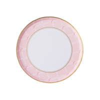 Pink trellis small plate with gold rim