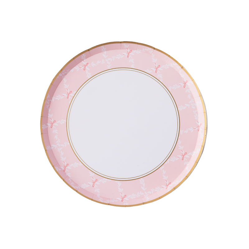 Pink trellis small plate with gold rim