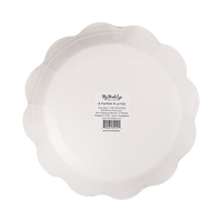 Back of the plaid Santa sleigh plates packaging showing product details and barcode