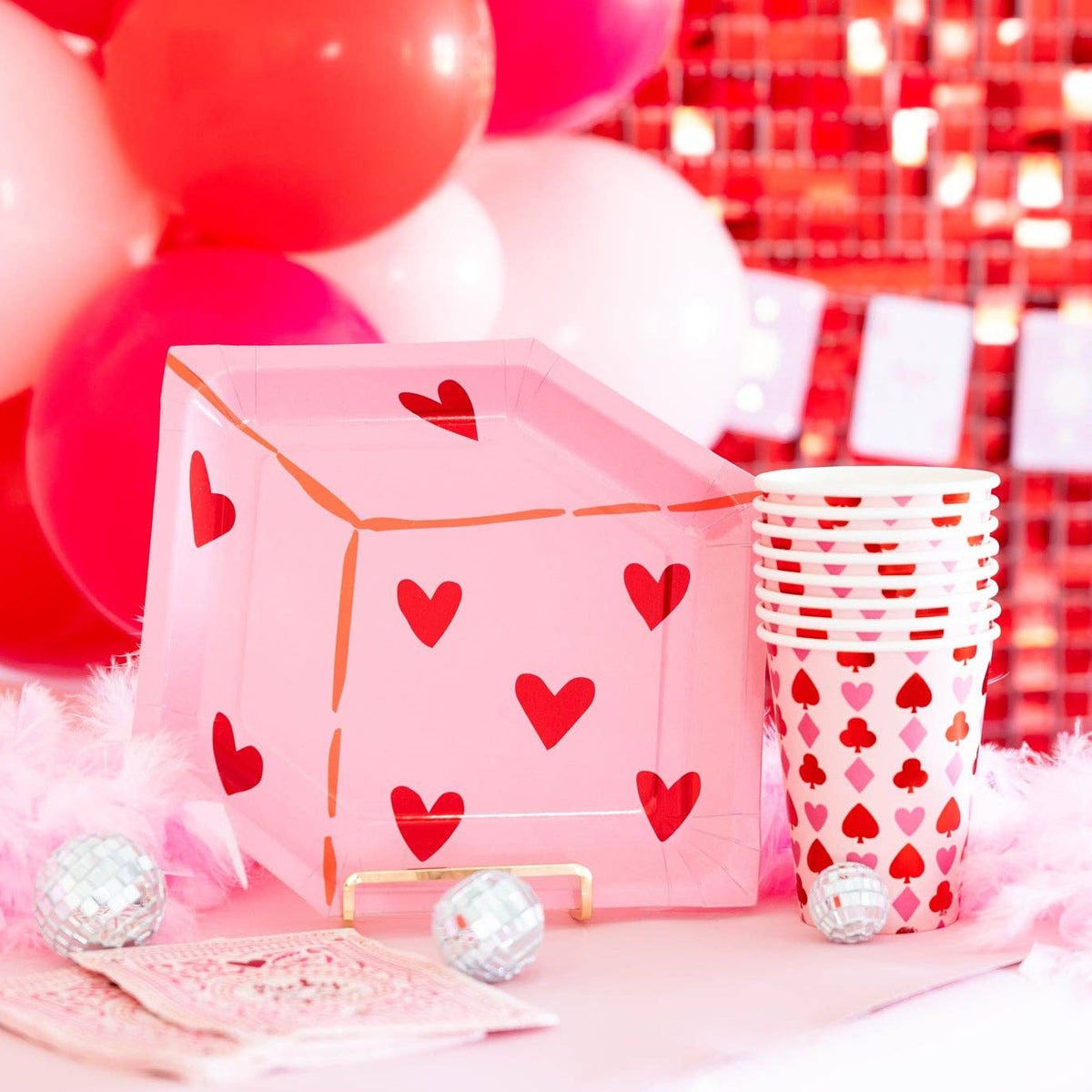 Lucky party cups paired with matching plates and party décor