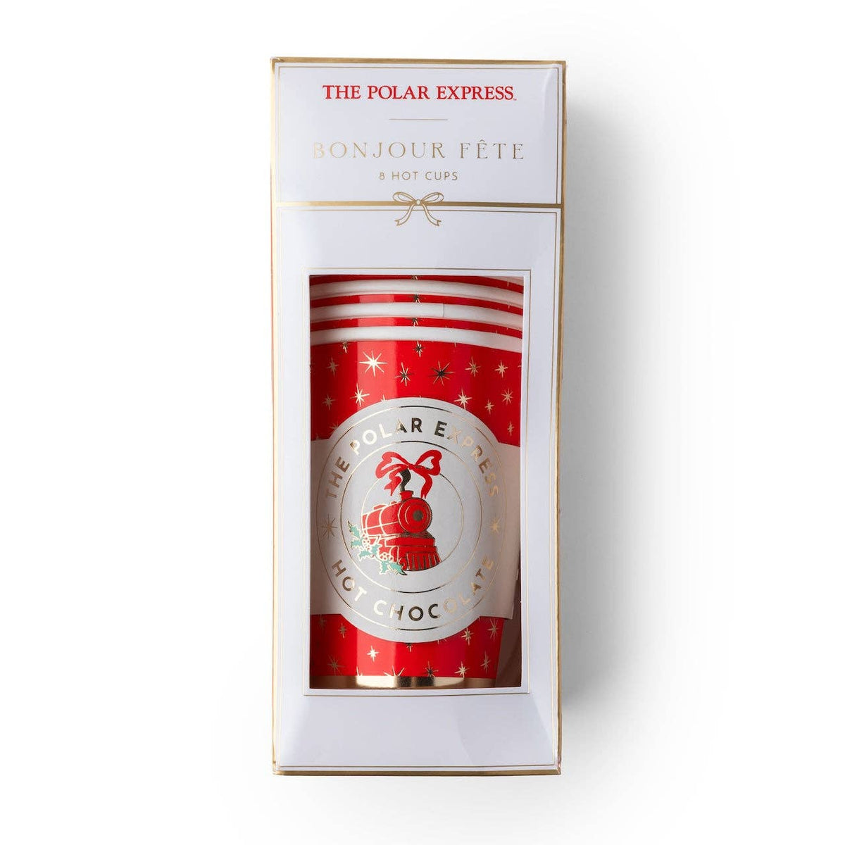 Polar Express hot cups shown in packaging
