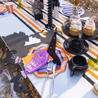 All Hallows Eve Guest Towels | Purple Coffin Napkins with Gold Foil Haunted House | Pack of 16 | Adult Halloween Bar Cart Décor, Spooky Chic Party