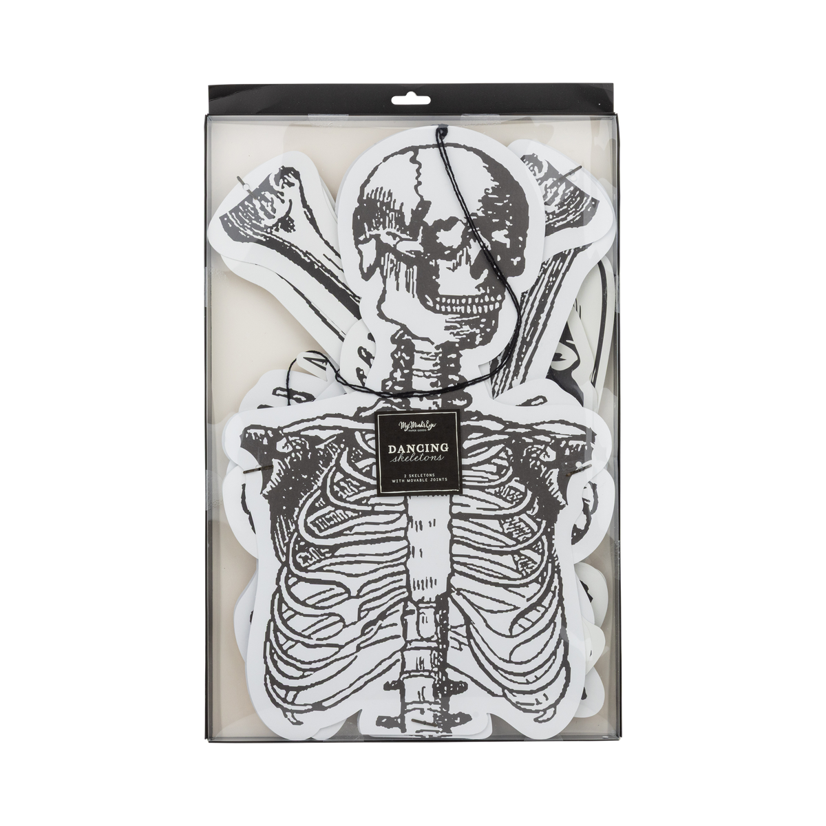 Packaged product with skeleton design and 'Dancing Skeleton' text on a transparent wrap.