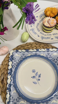 Bluebell Easter party supplies styled on table