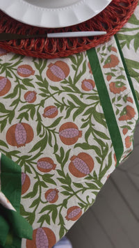 Spring floral tablecloth on an Easter tablescape.
